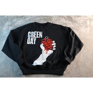 Green Day Sweatshirt Mens Medium American Idiot Heart Punk Rock Band Crewneck
